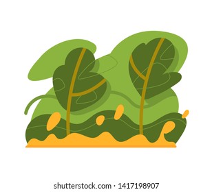 Flat forest green nature landscape background isolated vector.Colorful leaves foliage art template.-Vector