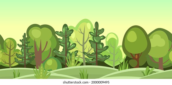 Flat Forest Horizontal Seamless Composition Cartoon Stock Vector ...