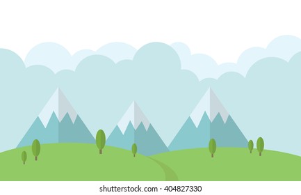 Flat Forest Landscape Mountain Background Illustration Stock Vector ...