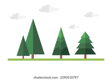 Flat forest Stock Vector,Set of nature elements.