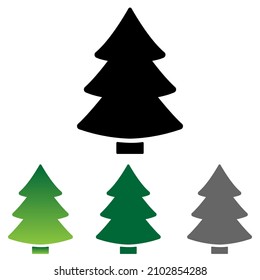 Flat forest tree icon. Variety of hand drawn deciduous trees illustration. Pine, spruce, oak, birch, poplar, chestnut, trunk, aspen, alder, palm apple tree Vector illustration.