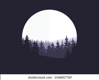 Flat forest tree nature plant. Vector collection green trees icon. Green trees set. Flat style. 
