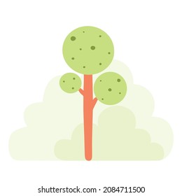 Flat forest tree nature plant isolated eco foliage