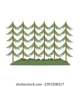 Flat forest trees, garden or park landscape elements. flat simple summer tree trunk, Nature trees vector. 
