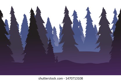flat forest vector illustration in a dark. For background, website, banner and card