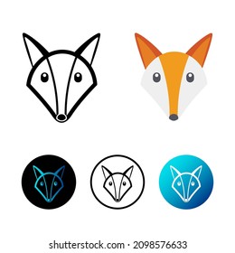 Flat Fox Head Icon Illustration