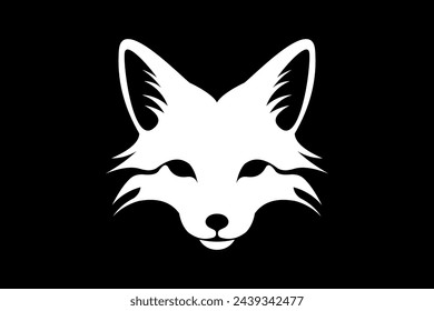 Flat Fox Head Illustration Vector Logo Design