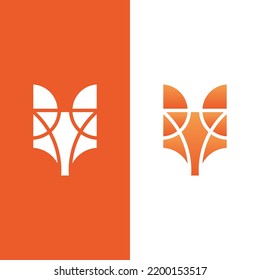 Flat fox logo vector illustration