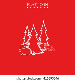 Flat fox and rabbit illustration. Animal icon.