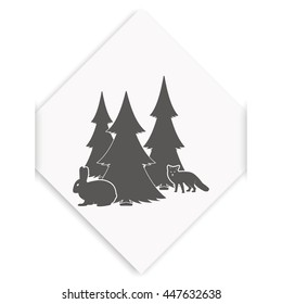 Flat fox and rabbit illustration. Animal icon.
