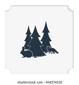 Flat fox and rabbit illustration. Animal icon.