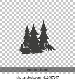 Flat fox and rabbit illustration. Animal icon.