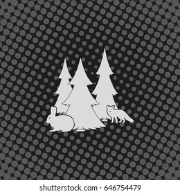 Flat fox and rabbit illustration. Animal icon.