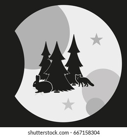 Flat fox and rabbit illustration. Animal icon.