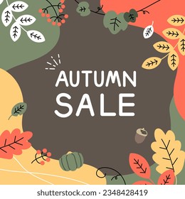 Flat frame of autumn leaves