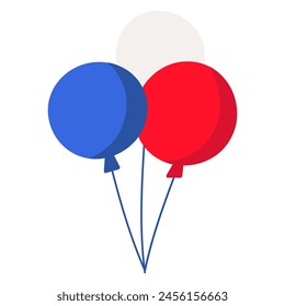 Flat France Flag Balloons Icon For Holiday Event