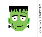 Flat Frankenstein boy Vector illustration. Icon of the Frankenstein