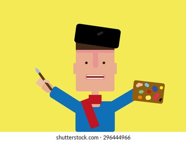 Flat French Painter Set Vector
