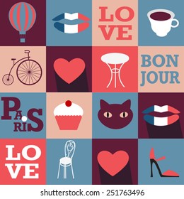 flat french seamless pattern 