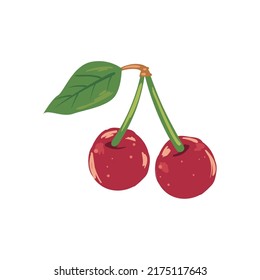 flat fresh cherry design over white