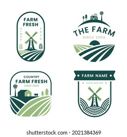 flat fresh farm logo collection