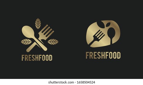 Flat fresh food logo template vector