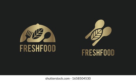 Flat fresh food logo template vector