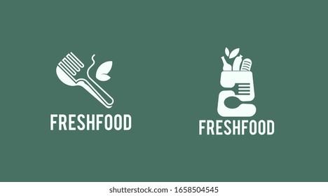 Flat fresh food logo template vector
