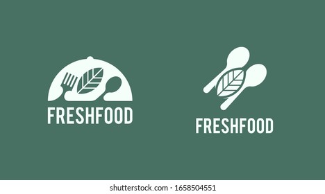 Flat fresh food logo template vector