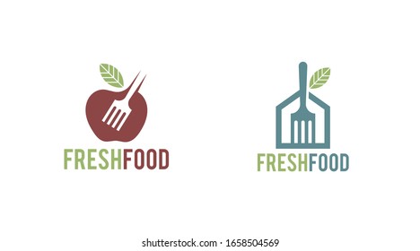 Flat fresh food logo template vector