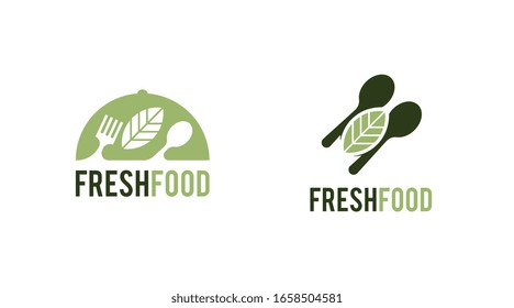Flat fresh food logo template vector