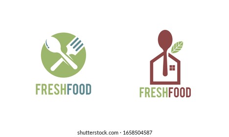 Flat fresh food logo template vector