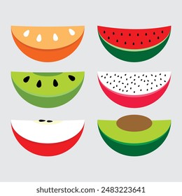 Flat Fresh Fruit Illustration for sticker, t-shirt design, or kids book.