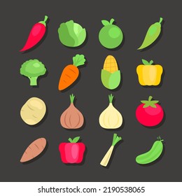 verduras de cocina fresca y plana de fondo negro