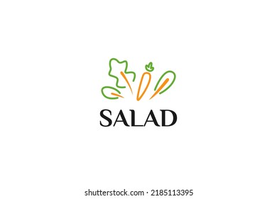 Flat fresh organic salad logo design vector illustration idea