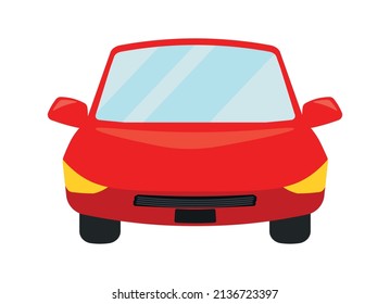 Flat Front Simple Car Icon Clipart Vector in White Background