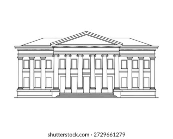 Flache Vorderansicht der klassischen Fassade.