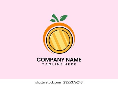 Icono de moneda de oro de fruta plana plantilla de logotipo de diseño de vectores
