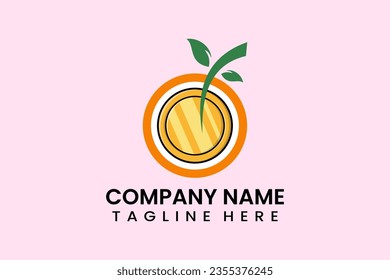 Flat fruit golden coin icon symbol logo template vector design illustration