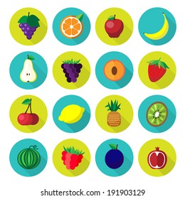 flat fruit icons