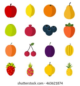 Flat fruit icons set vector illustration