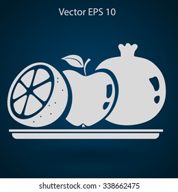 Flat fruit on a plate icon.