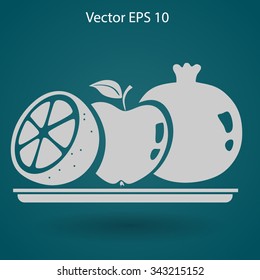 Flat fruit on a plate icon.