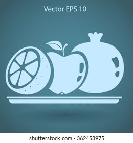 Flat fruit on a plate icon.