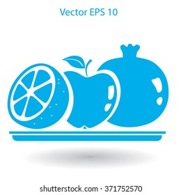 Flat fruit on a plate icon.