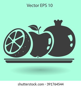 Flat fruit on a plate icon.