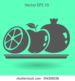 Flat fruit on a plate icon.