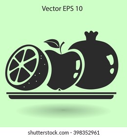 Flat fruit on a plate icon.