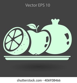 Flat fruit on a plate icon.