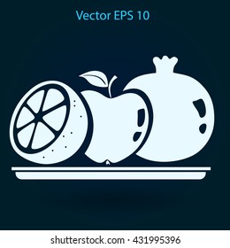 Flat fruit on a plate icon.